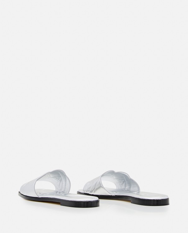 Shop Alexander Mcqueen Flat Leather Slide Sandal In Silver
