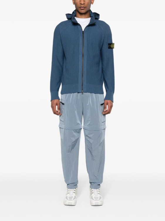 Shop Stone Island Compass-badge Knitted Hoodie In Blue
