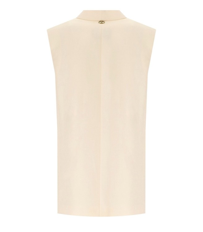 Shop Twinset Ivory Single-breasted Vest In Neutrals