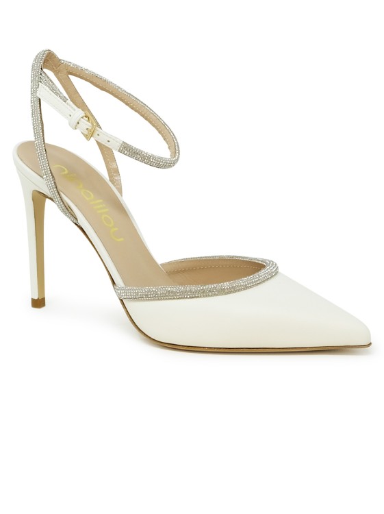 Shop Ninalilou Ivory Leather Pumps With Swarovski In White