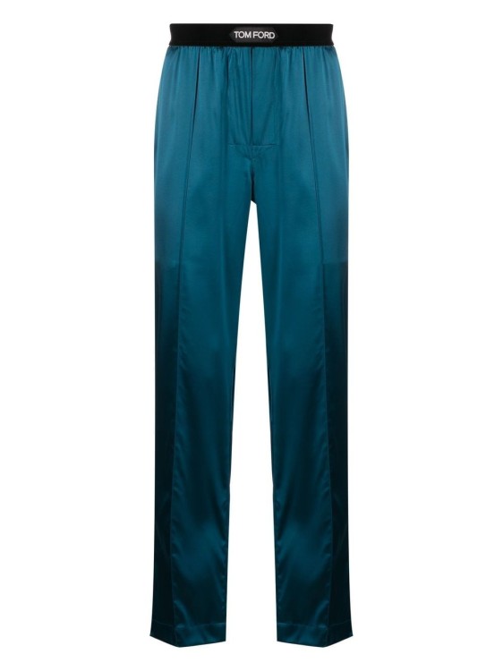 Tom Ford Silk Satin Pajama Pants In Blue