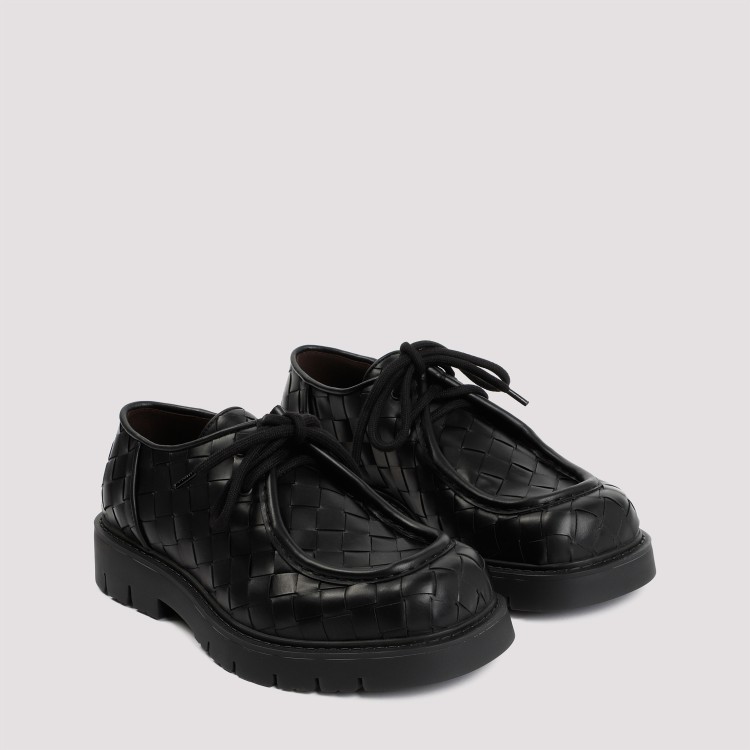 Shop Bottega Veneta Haddock Lace Up Black Calf Leather Shoes