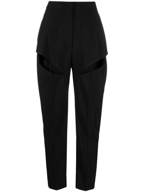 Alexander Mcqueen Cut-out Tailored Trousers In Black