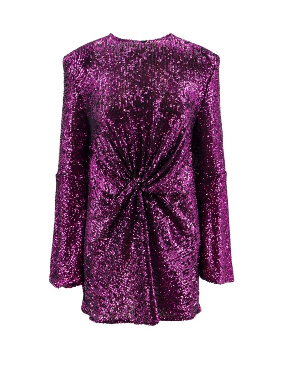 Shop Nervi Mini Dress With Sequins And Knot On The Front In Purple