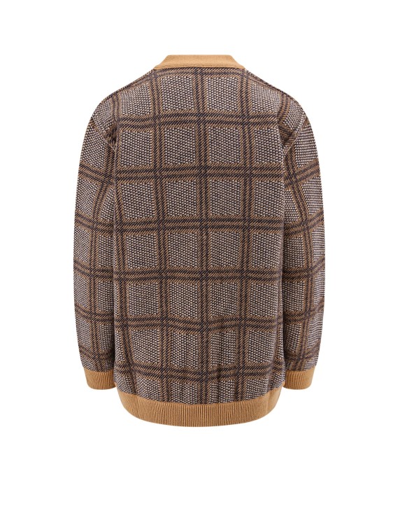 Shop Gucci Wool Cardigan With Madras Motif In Brown