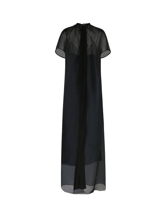 Shop Khaite Voile Dress With Petticoat Detail In Black