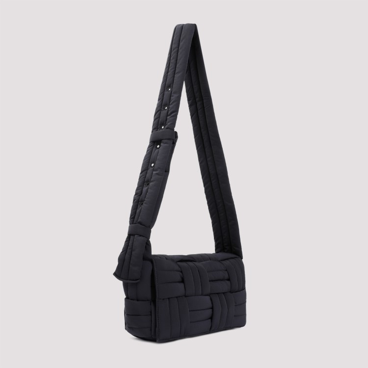 Shop Bottega Veneta Tech Cassette Stitch Black Polyamide Shoulder Bag