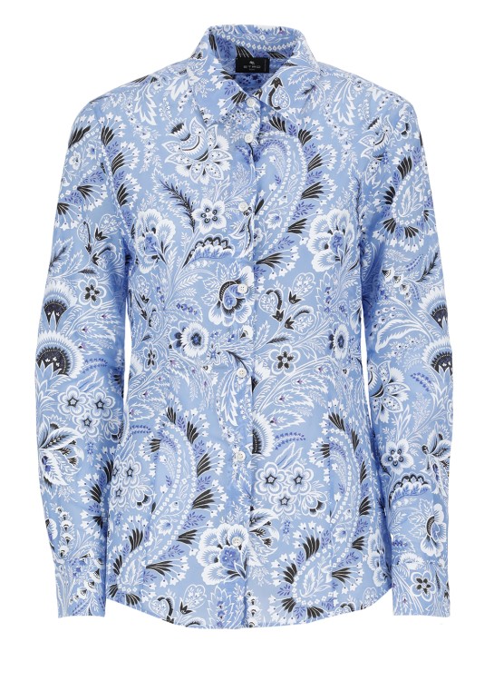 Etro Cotton And Silk Shirt In Blue