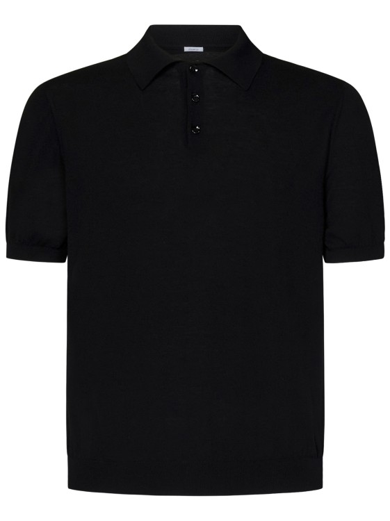 Shop Malo Short-sleeved Knit Polo Shirt In Black