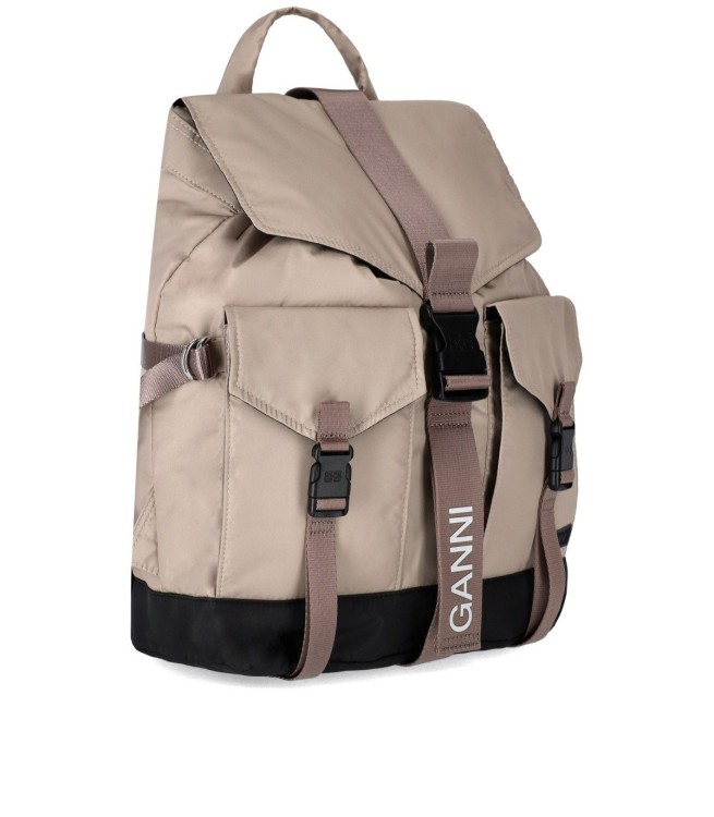 Shop Ganni Tech Beige Backpack In Neutrals