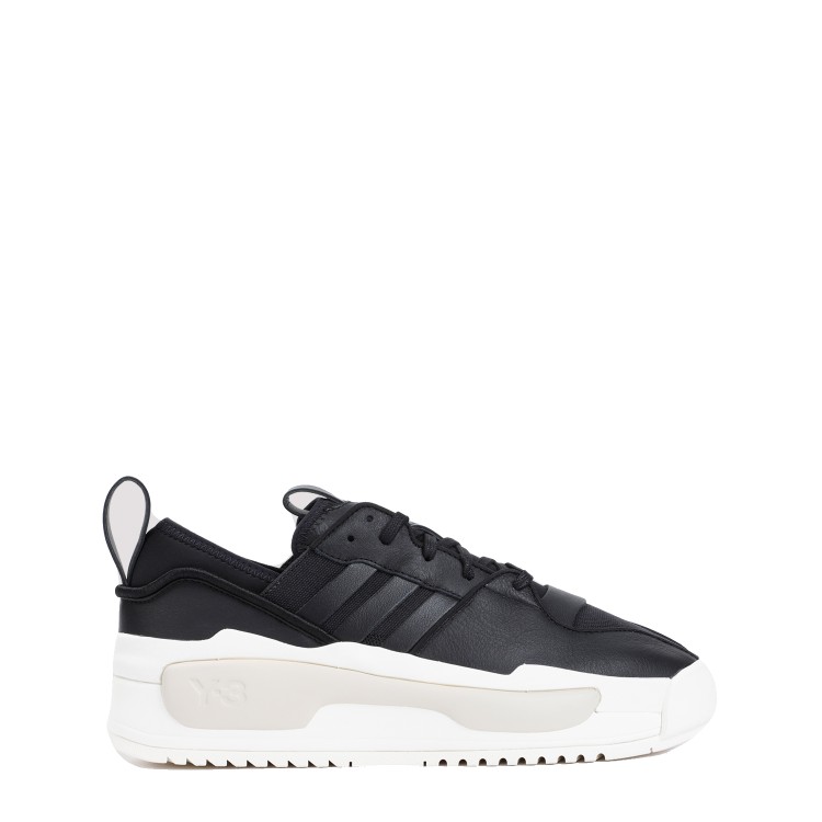 Shop Y-3 Black Leather Rivalry Sneakers In White