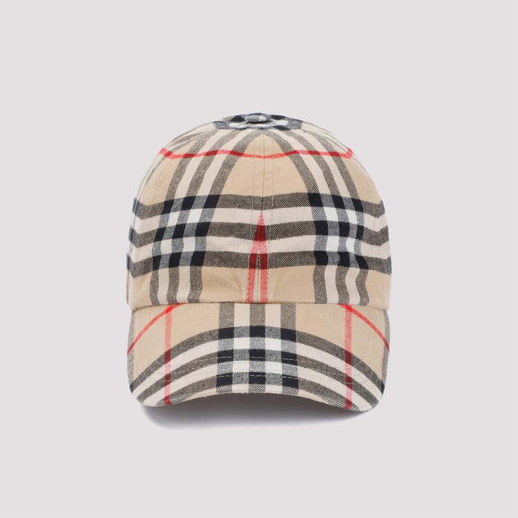Shop Burberry Stone Archive Beige Check Baseball Hat In Grey