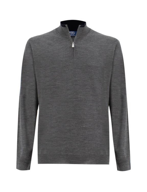 Fedeli Grey Knit Slim-fit Sweater
