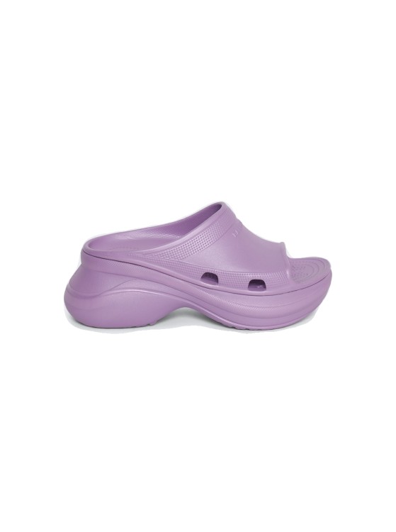 Balenciaga Purple Crocs Edition Pool Slides In Grey