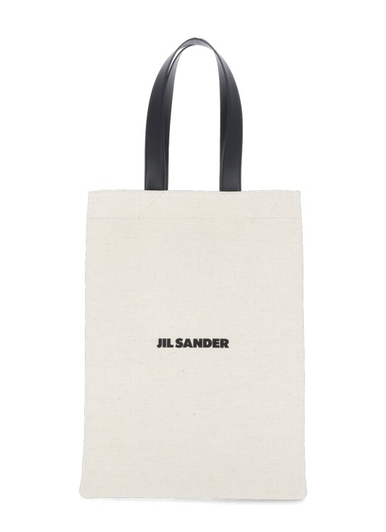 Jil Sander Book Tote Linen Shopping Bag In Neutrals