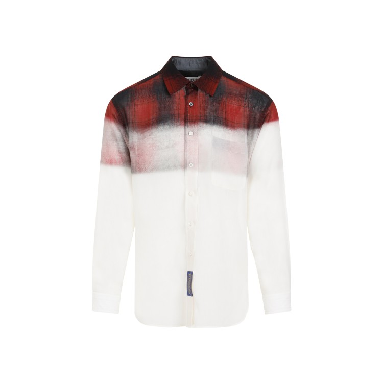 Shop Maison Margiela Ls Red And Black Wool Shirt In White