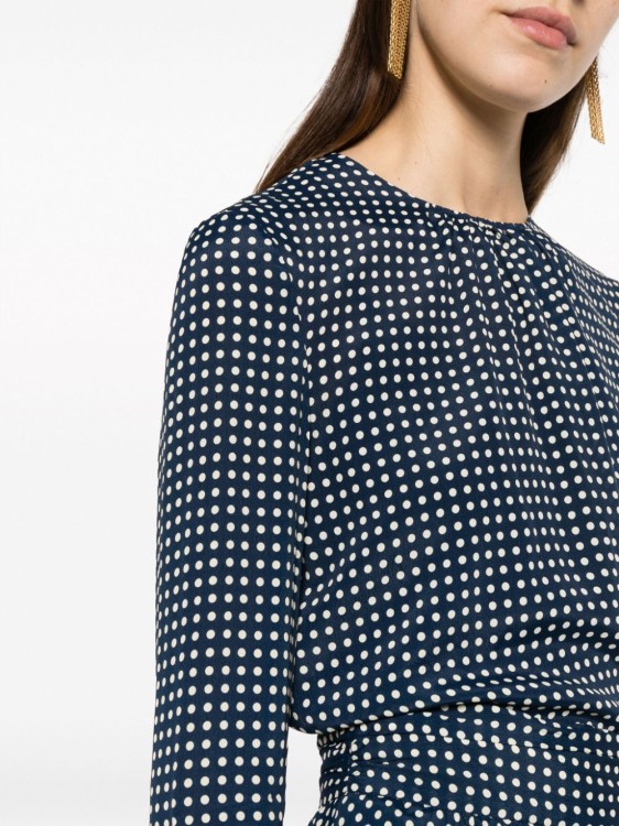 Shop Philosophy Di Lorenzo Serafini Polka-dot Long-sleeve Blouse In Grey