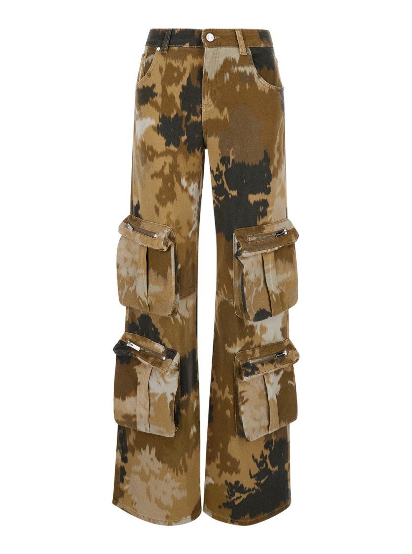 Blumarine Multicolor Cargo Pants With Camouflage Motif In Multicolor