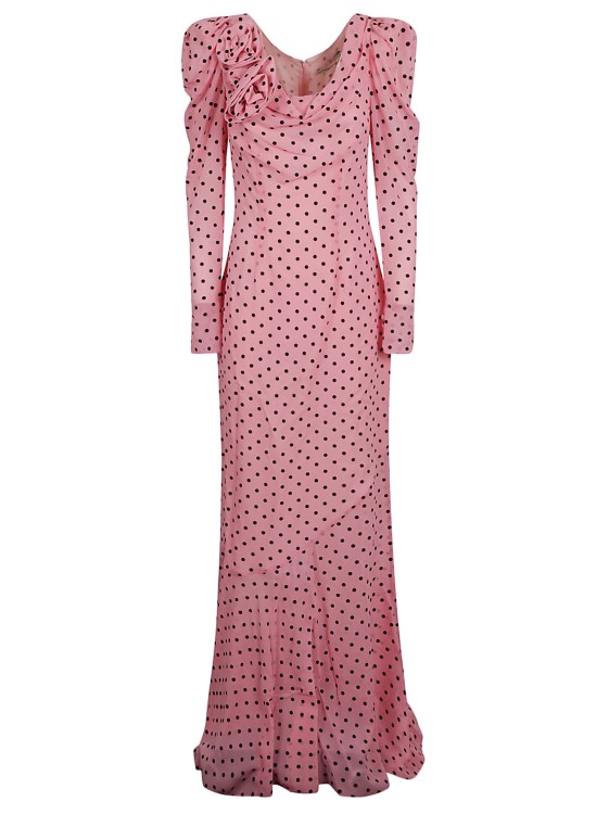 Shop Alessandra Rich Long Polka Dot Dress In Pink