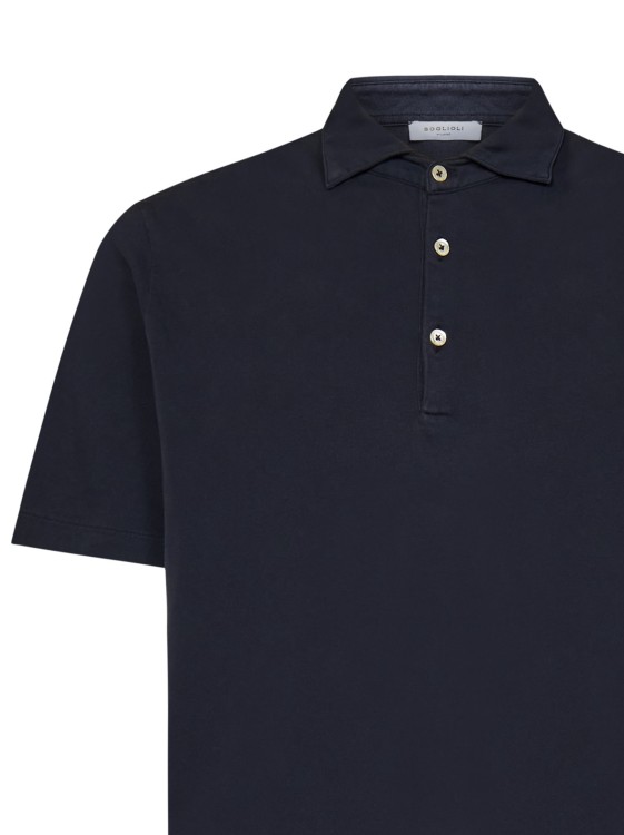 Shop Boglioli Navy Blue Cotton Polo Shirt