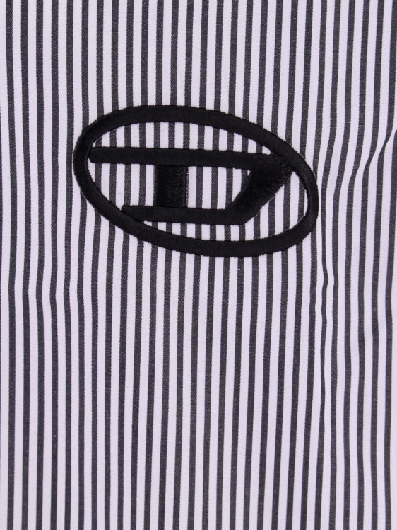 Shop Diesel Cotton Shirt With Striped Motif In Grey