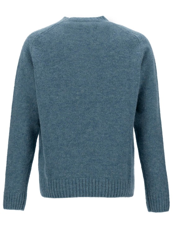 Shop Gaudenzi Light Blue Crewneck Sweater With Ribbed Trims In Alpaca And Wool In Grey