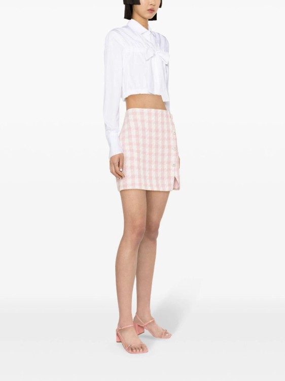 Shop Self-portrait A-line Bouclé Miniskirt In White