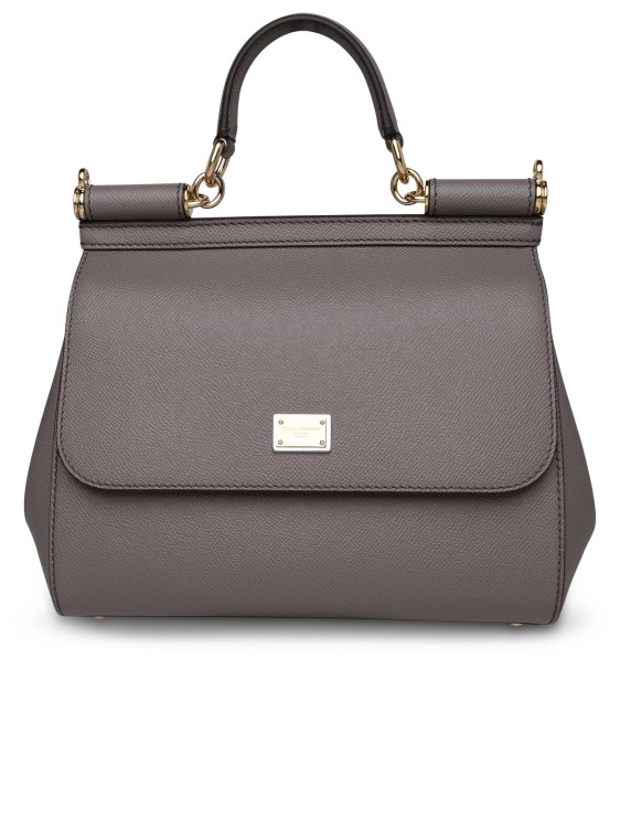 Shop Dolce & Gabbana Grey Leather 'sicily' Bag