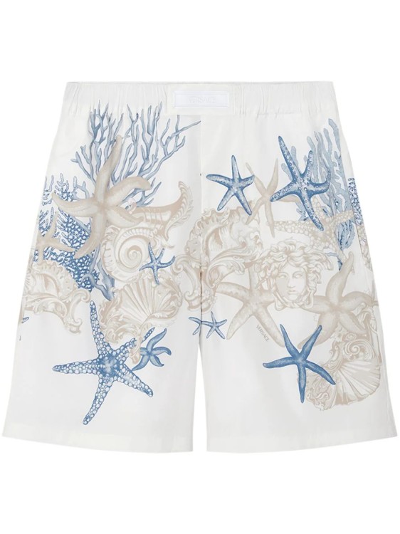 Shop Versace White Barocco Sea-print Shorts