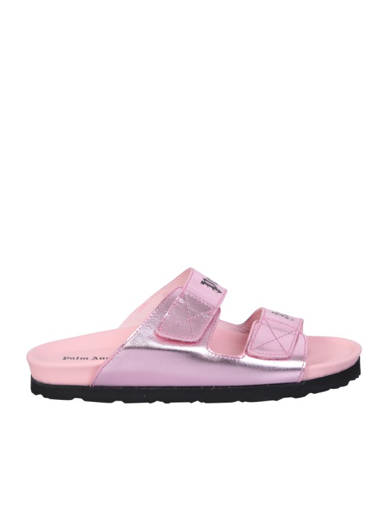 Palm Angels Pink Sandal With Metalized Effect In Nude & Neutrals