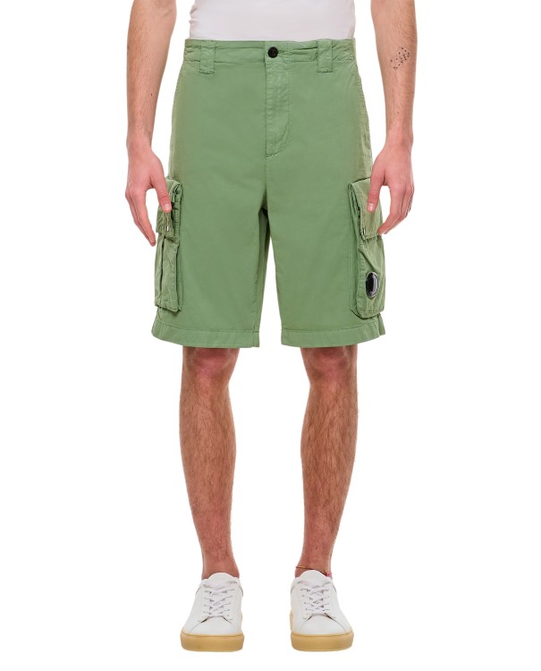 Shop C.p. Company Twill Stretch Cargo Shorts In Green