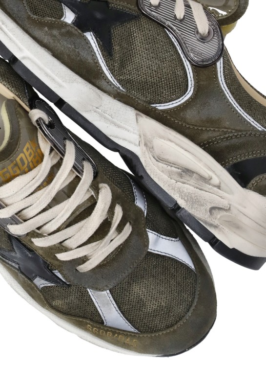 Shop Golden Goose Green Leather Sneakers