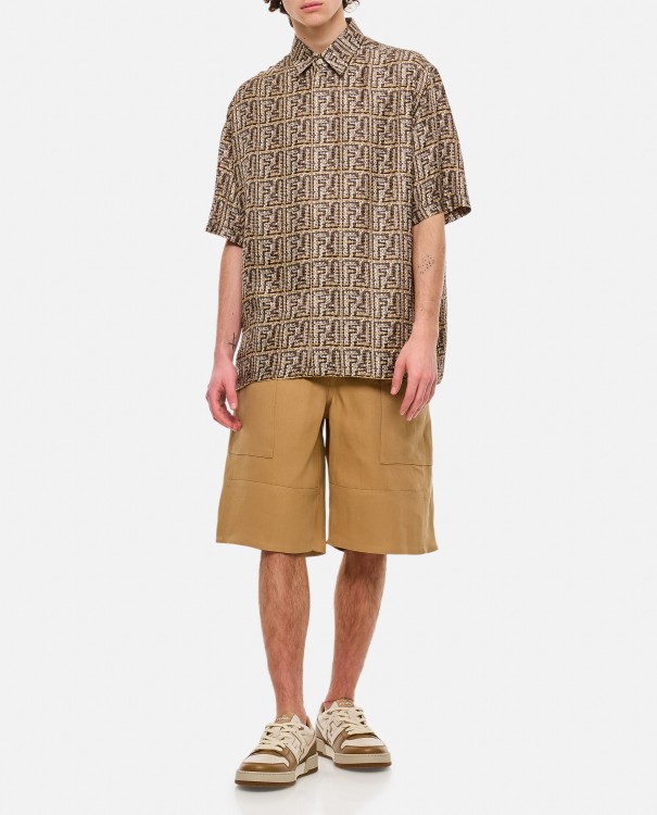 Shop Fendi Silk Ff Shirt In Brown