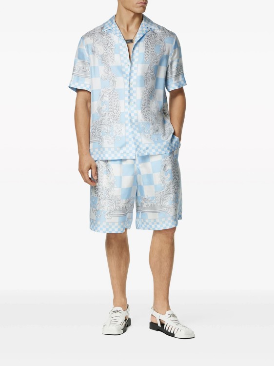 Shop Versace Multicolor Barocco Checkerboard-print Shirt