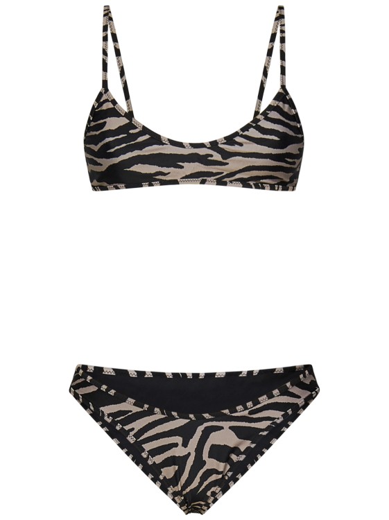 Shop Attico Zebra-print Lycra Bikini In Black