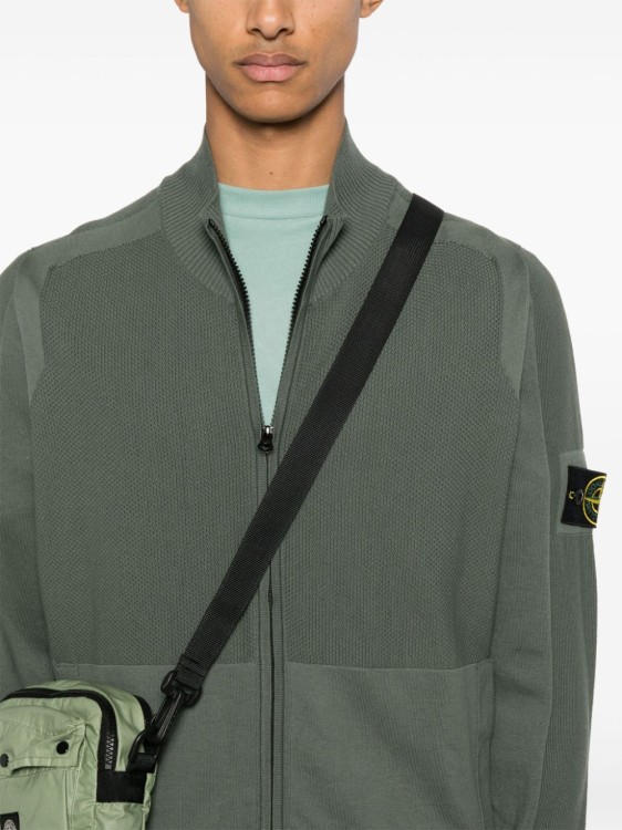 Shop Stone Island Compasse-badge Knitted Cardigan In Green