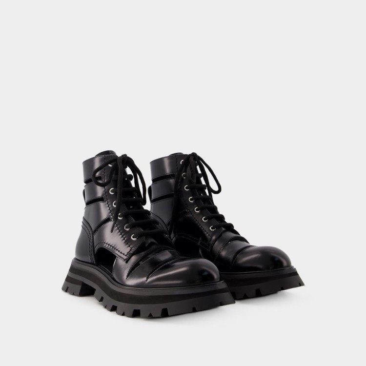 Shop Alexander Mcqueen Wander Ankle Boots - Leather - Black