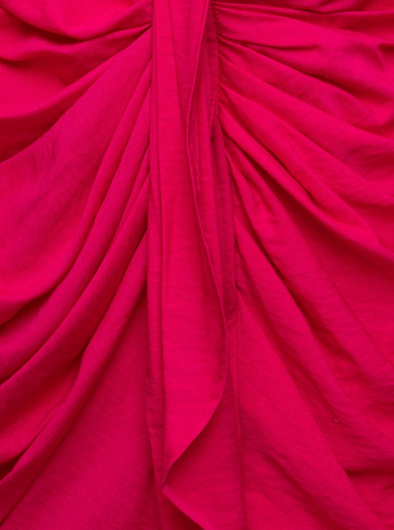 Shop Jacquemus La Robe Bahia' Fuchsia Short Draped Shirt Dress In Viscose In Pink