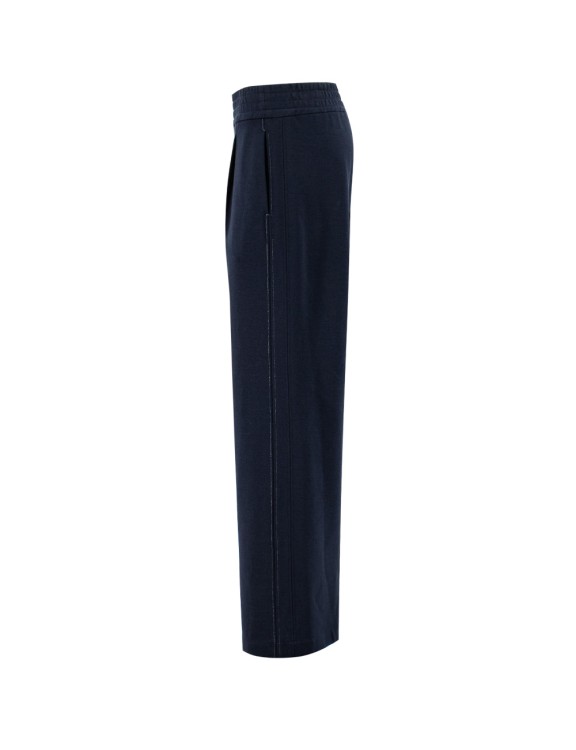 Shop Panicale Navy Cotton Blend Trousers In Black