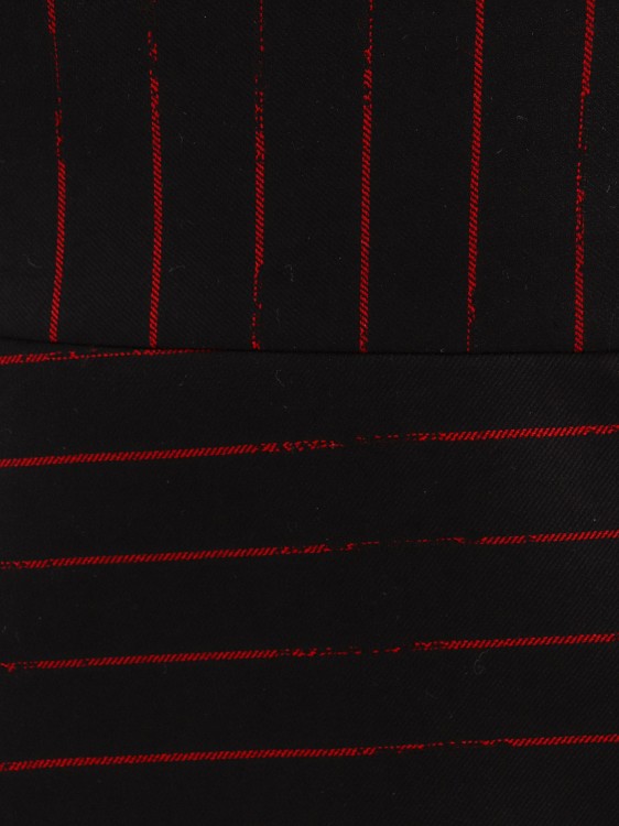 Shop Alexander Mcqueen Wool Dress With Striped Motif In Black