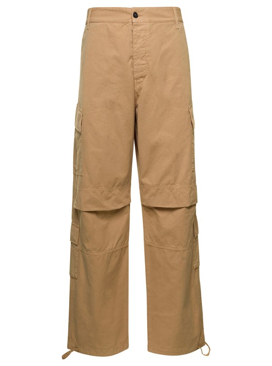 Shop Darkpark 'saint' Beige Cargo Pants With Pockets In Cotton In Brown