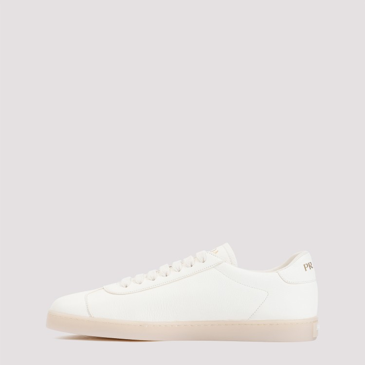 Shop Prada Iane Ivory Deer Leather Sneakers In White
