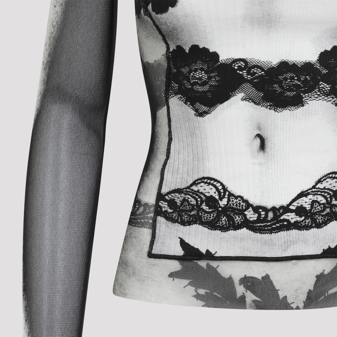 Jean Paul Gaultier Body Lace Mariniere Top In Multi
