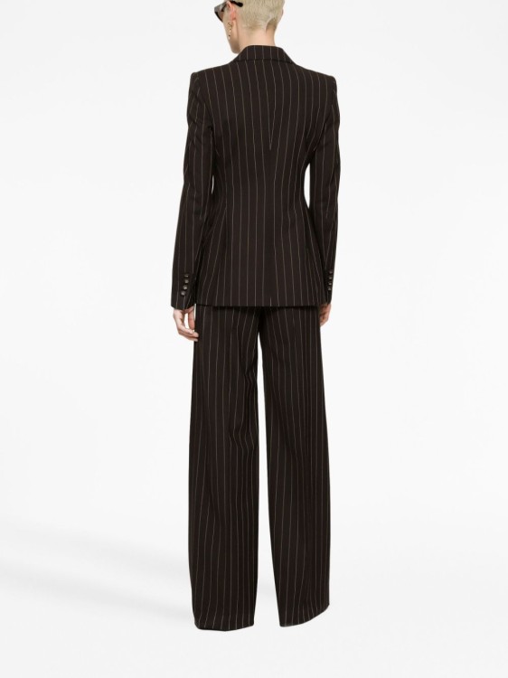 Shop Dolce & Gabbana Pinstripe-print Wide-leg Trousers In Black