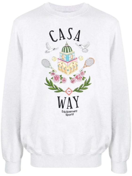 Shop Casablanca Casa Way-embroidered Cotton Sweatshirt In White