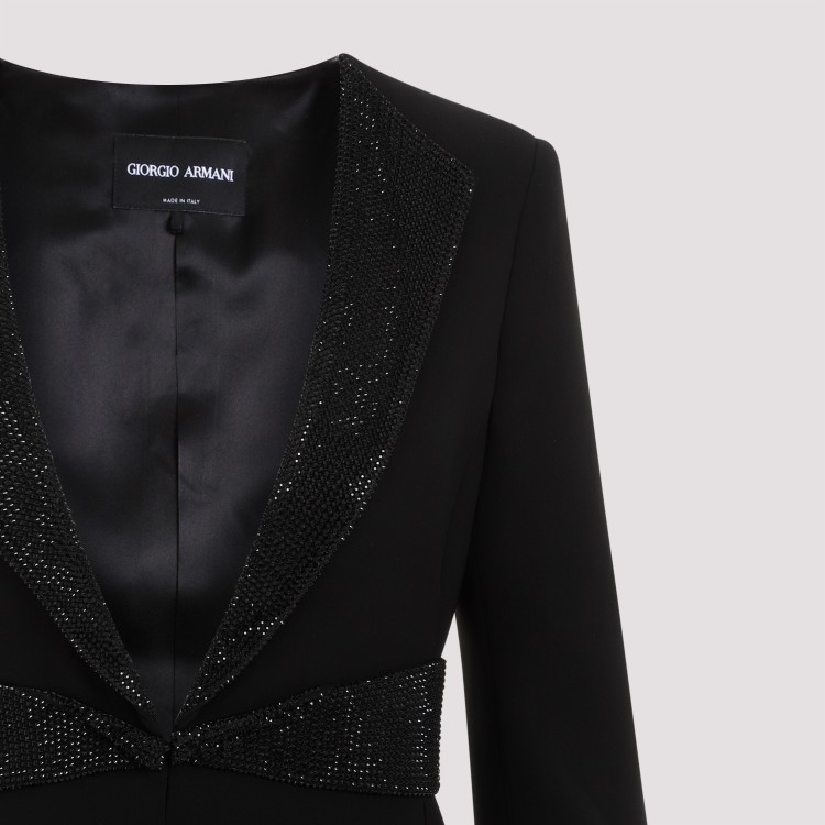 Shop Giorgio Armani Black Printed Silk Embroidered Jacket