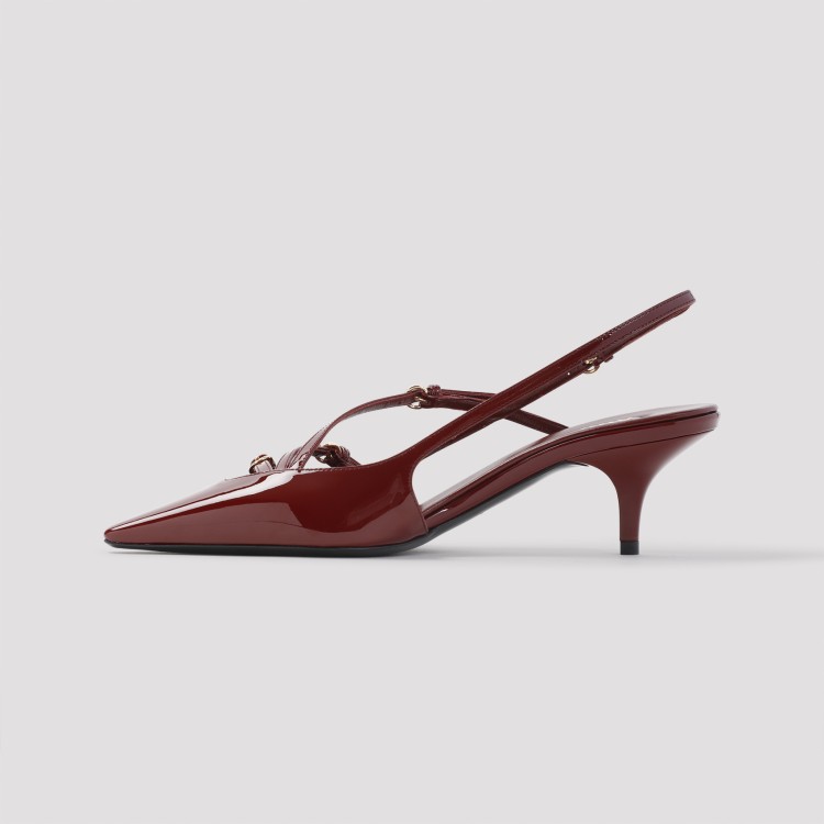 Miu Miu Maroon Slingback Leather Pumps In Red