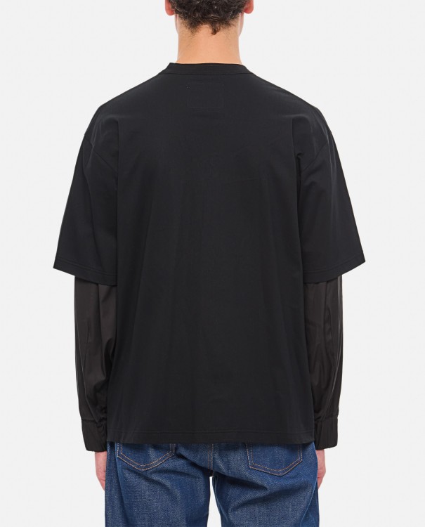 Shop Sacai Cotton Jersey Shirt In Black