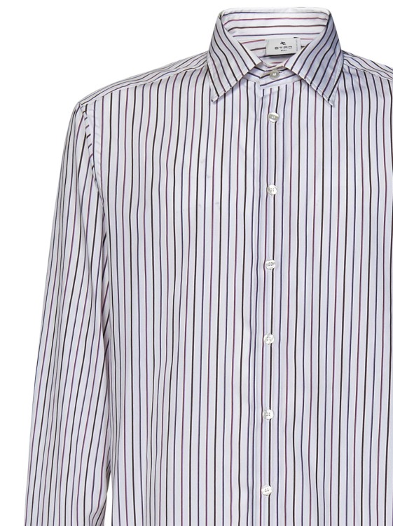 Shop Etro Long-sleeved Striped Pattern Shirt In White