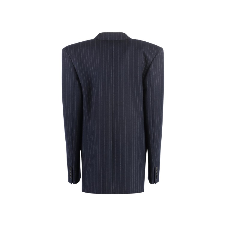 Shop Saint Laurent Double-breasted Wool Jacket In Blue
